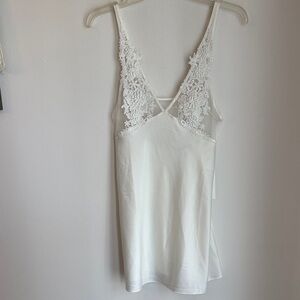 Rya collection bridal lingerie womens White Lace Trim Slip sexy honeymoon SM NWT